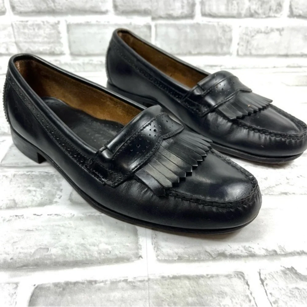 Hanover Hand Sewn Men’s Size 9.5 Black Leather Kiltie Loafers